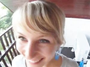 Trampy Blonde Banging Hardcore On His Deck